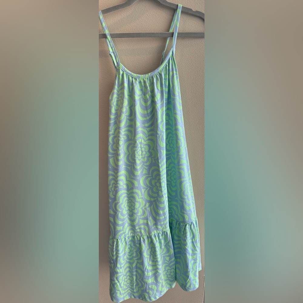 Girls Green and Blue Patterned Dress